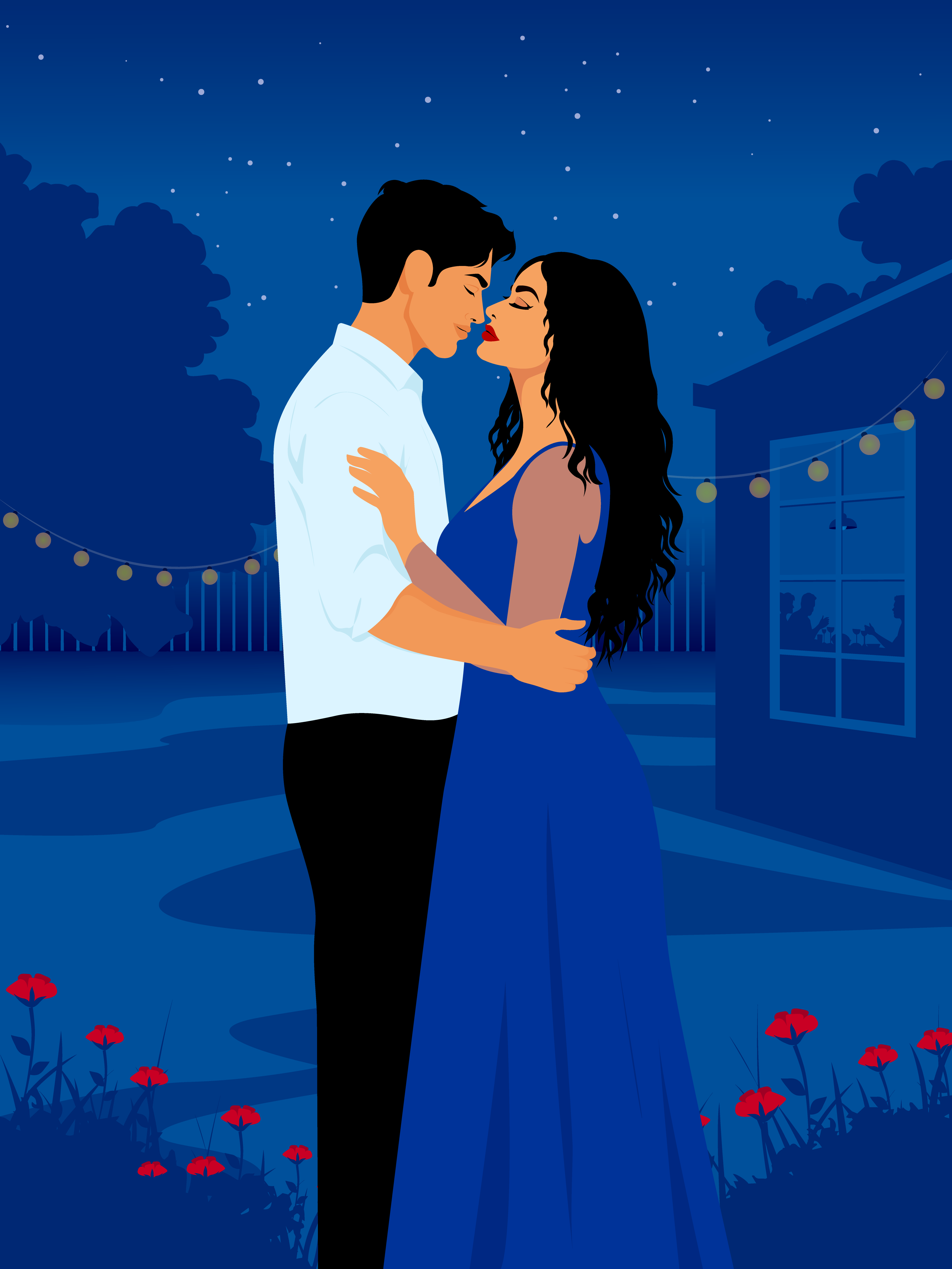 Zahra and Theo kissing